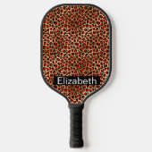 Red and Gold Leopard Print Personalized Pickleball Schläger (Vorderseite)