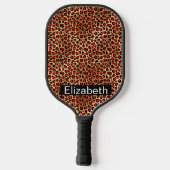 Red and Gold Leopard Print Personalized Pickleball Schläger (Rückseite)