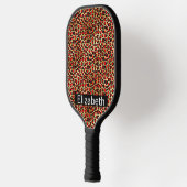 Red and Gold Leopard Print Personalized Pickleball Schläger (Links)