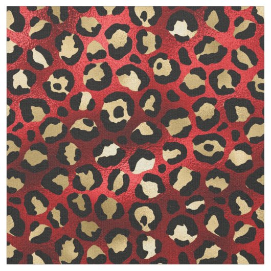 Red and Gold Leopard Print Stoff (Nahaufnahme)