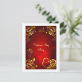 Red and Gold Liebe Design Einladung (Stehend Vorderseite)