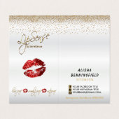 Red and Gold Lip Instructions Visitenkarten (Außenseite Aufgefaltet)