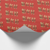 Red and Gold Look Text Chinesisch Neujahr Geschenkpapier (Ecke)