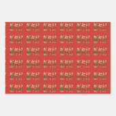 Red and Gold Look Text Chinesisch Neujahr Geschenkpapier Set (Vorderseite 3)