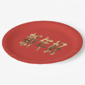 Red and Gold Look Text Chinesisch Neujahr Pappteller (Schrägansicht)