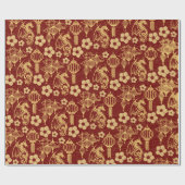Red and Gold Luxury Patterns für chinesisches Neuj Geschenkpapier (Flach)