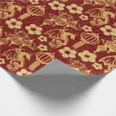 Red and Gold Luxury Patterns für chinesisches Neuj Geschenkpapier (Ecke)