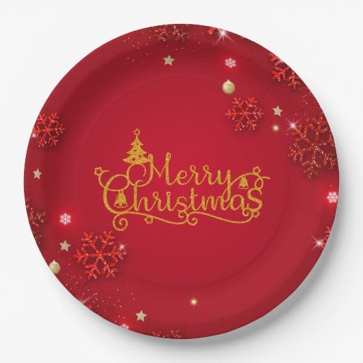 Red and Gold Luxury Weihnachten Pappteller (Vorderseite)