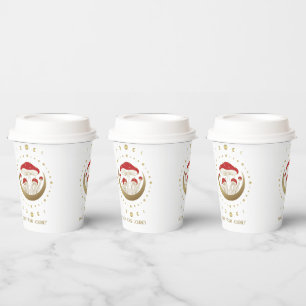 Red and Gold Magic Mushrooms Gold Crescent Moon T Pappbecher