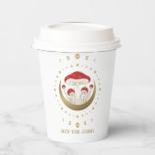 Red and Gold Magic Mushrooms Gold Crescent Moon T Pappbecher (Links)