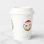 Red and Gold Magic Mushrooms Gold Crescent Moon T Pappbecher (Rückseite)