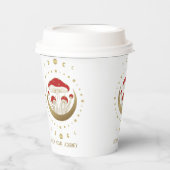 Red and Gold Magic Mushrooms Gold Crescent Moon T Pappbecher (Vorderseite)