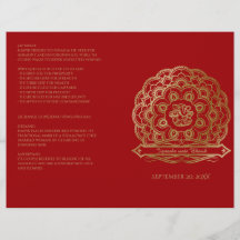Red and Gold Mandala Hindu Wedding Program