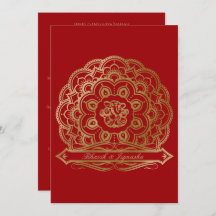 Red and Gold Mandala Indian Wedding Einladung