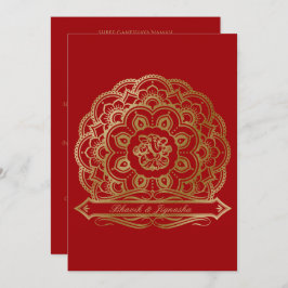Red and Gold Mandala Indian Wedding Einladung