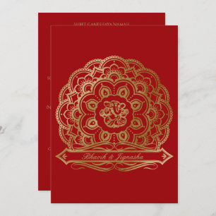 Red and Gold Mandala Indian Wedding Einladung