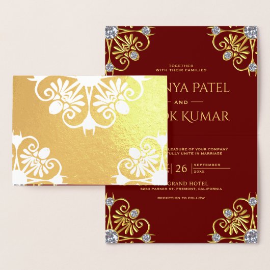 Red and Gold Mandala Indian Wedding Einladung (Anzeige)