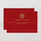 Red and Gold Mandala Indian Wedding Response Card RSVP Karte (Vorne/Hinten)