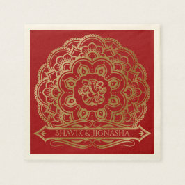 Red and Gold Mandala Indian Wedkin Napkin Serviette