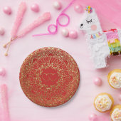 Red and Gold Mandala mit Herz-Papier-Tellern Pappteller (Party)