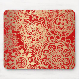Red and Gold Mandala Muster Mousepad