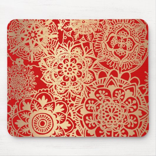 Red and Gold Mandala Muster Mousepad (Vorne)
