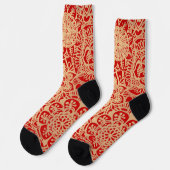 Red and Gold Mandala Muster Socken (Linkes Detail)