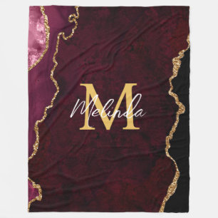 Red and Gold Marmor Agate Fleecedecke