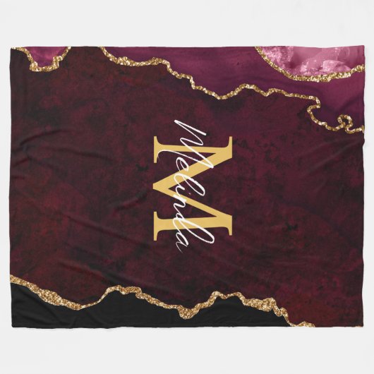 Red and Gold Marmor Agate Fleecedecke (Vorderseite (Horizontal))