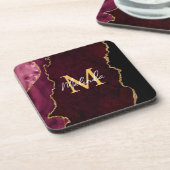 Red and Gold Marmor Agate Getränkeuntersetzer (Linke Seite)