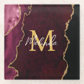 Red and Gold Marmor Agate Glasuntersetzer (Vorderseite)