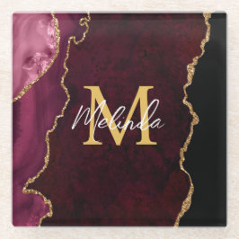 Red and Gold Marmor Agate Glasuntersetzer