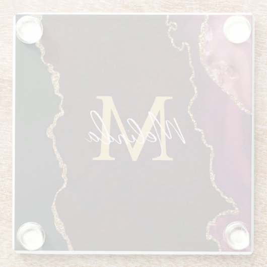 Red and Gold Marmor Agate Glasuntersetzer (Rückseite)