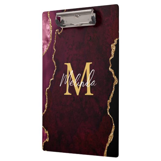 Red and Gold Marmor Agate Klemmbrett (Links)