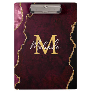Red and Gold Marmor Agate Klemmbrett