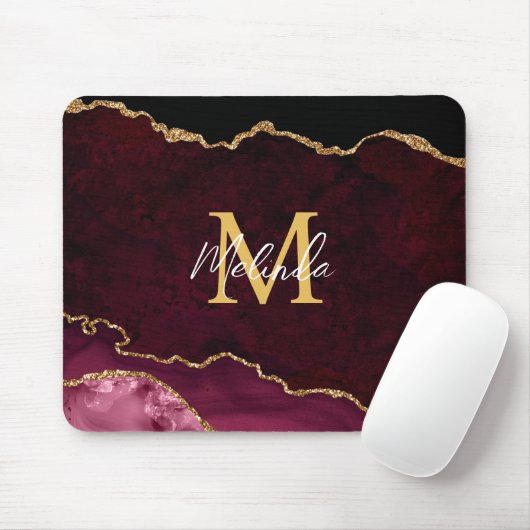 Red and Gold Marmor Agate Mousepad (Mit Mouse)