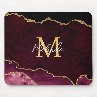 Red and Gold Marmor Agate Mousepad