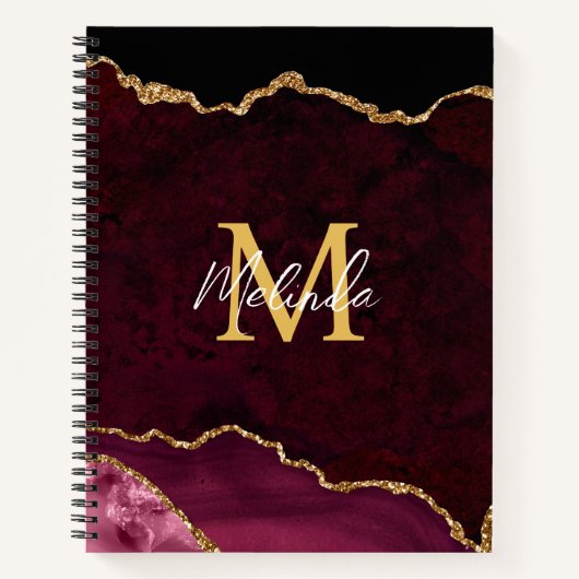 Red and Gold Marmor Agate Notizblock (Vorderseite)