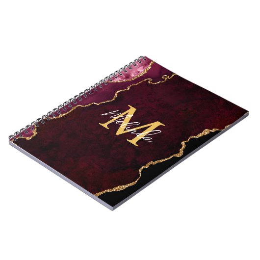 Red and Gold Marmor Agate Notizblock (Linke Seite)