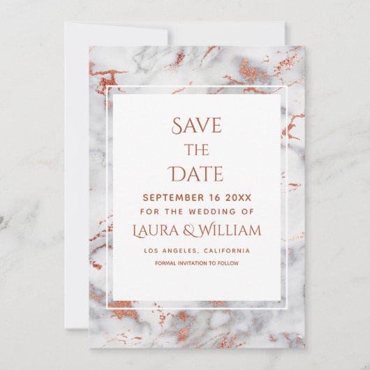 Red and Gold Marmor Agate - Save the Date - Einladung (Vorderseite)