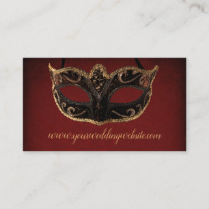 Red and Gold Masquerade Wedding Website Begleitkarte