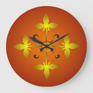 Red and Gold Medieval Pattern Wall Clock Große Wanduhr