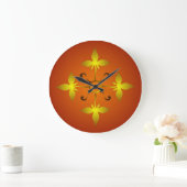 Red and Gold Medieval Pattern Wall Clock Große Wanduhr (Zuhause)