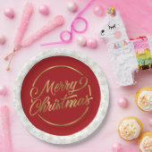 Red and Gold Merry Christmas Paper Plate Pappteller (Party)
