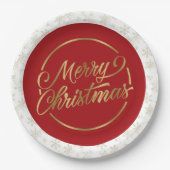 Red and Gold Merry Christmas Paper Plate Pappteller (Vorderseite)