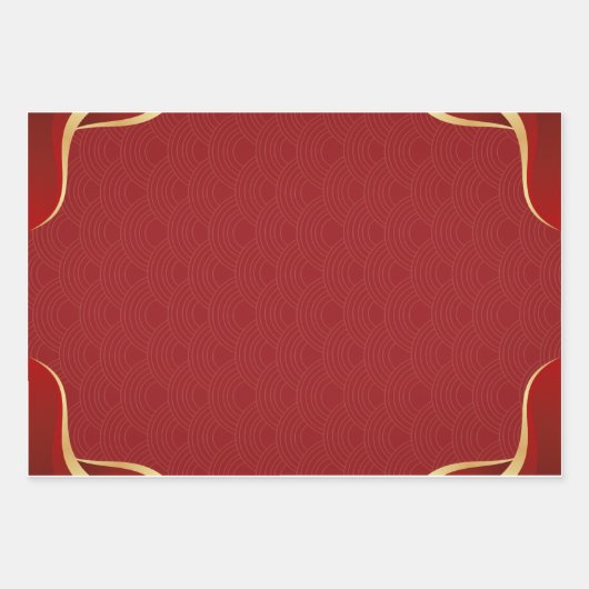 Red and Gold Modern Elegant Gift Geschenkpapier Set (Vorderseite)