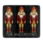 Red and Gold Nutcracker auf Black Personalize Cutt Schneidebrett (Vorderseite)