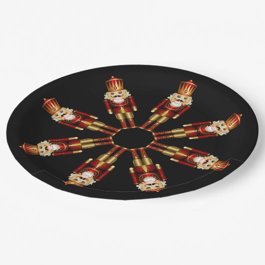 Red and Gold Nutcracker Dinner Plate Pappteller (Schrägansicht)