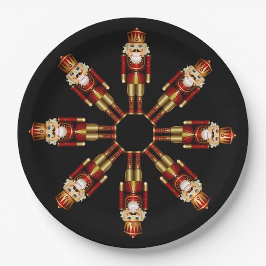 Red and Gold Nutcracker Dinner Plate Pappteller (Vorderseite)