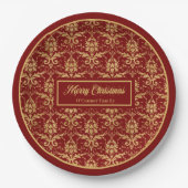 Red and Gold Paper Plates Personalized Holiday Pappteller (Vorderseite)